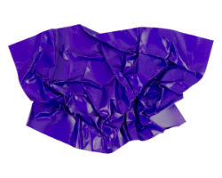 A crumpled piece of paper in the purpleish-blue colour of Sandpit's pit logo